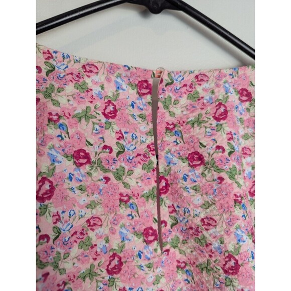 Free The Roses Women's Voluminous Crop Top L Puff Sleeve Floral Pink - Picture 13 of 13